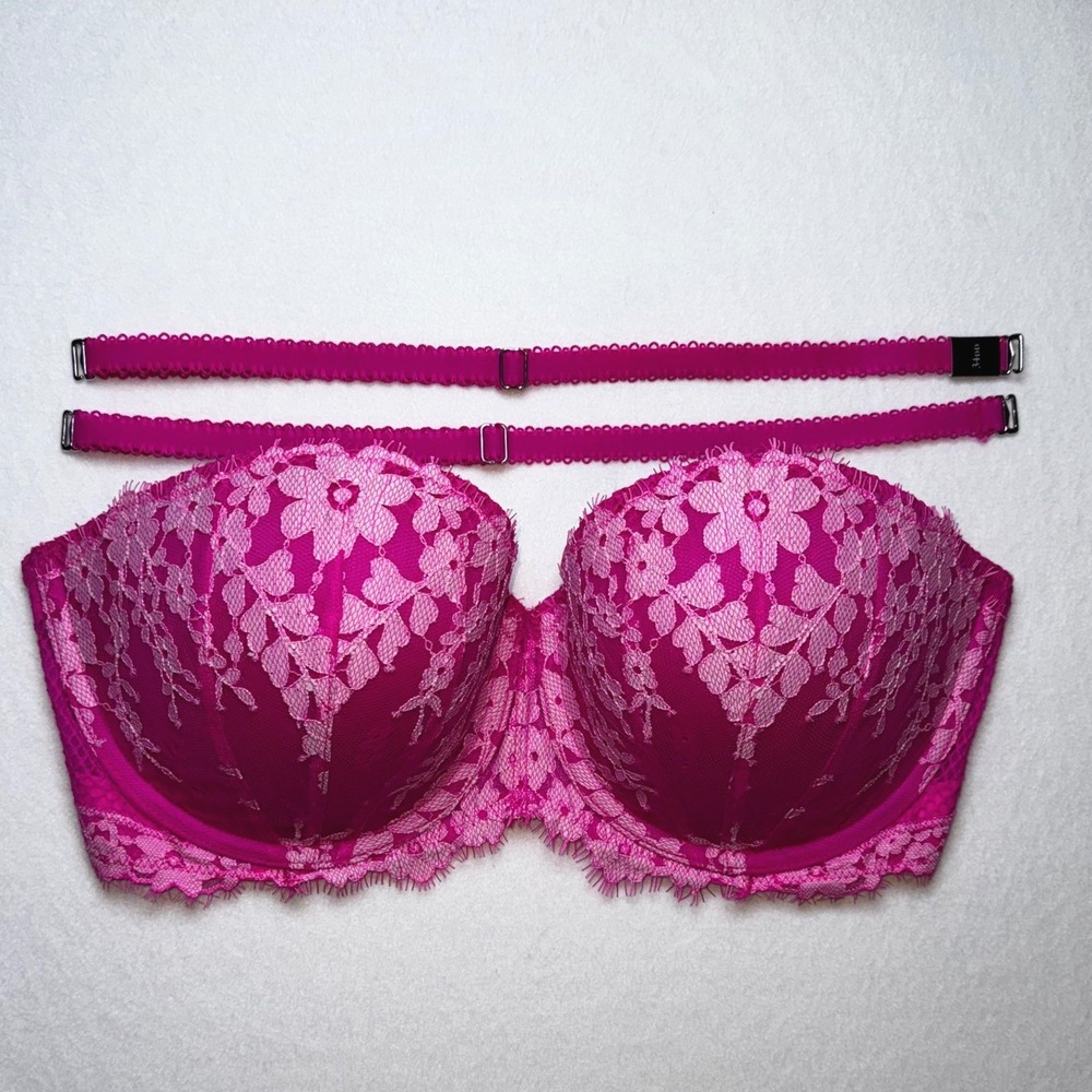 Victoria's Secret Dream Angels Bra 34DD Pink Lace‎ Convertible Underwire